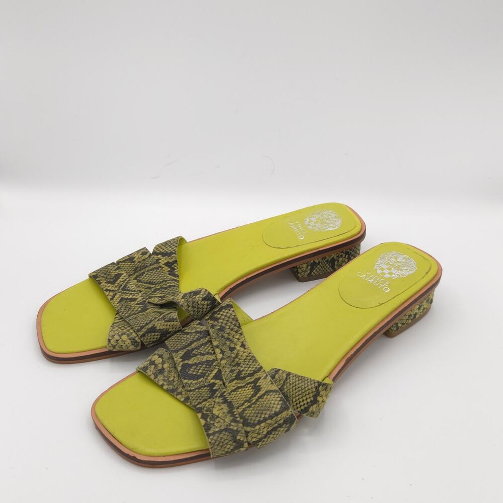 Vince Camuto Ydelle Women's Size 10 Snake Print Sandals Neon Lime Green
